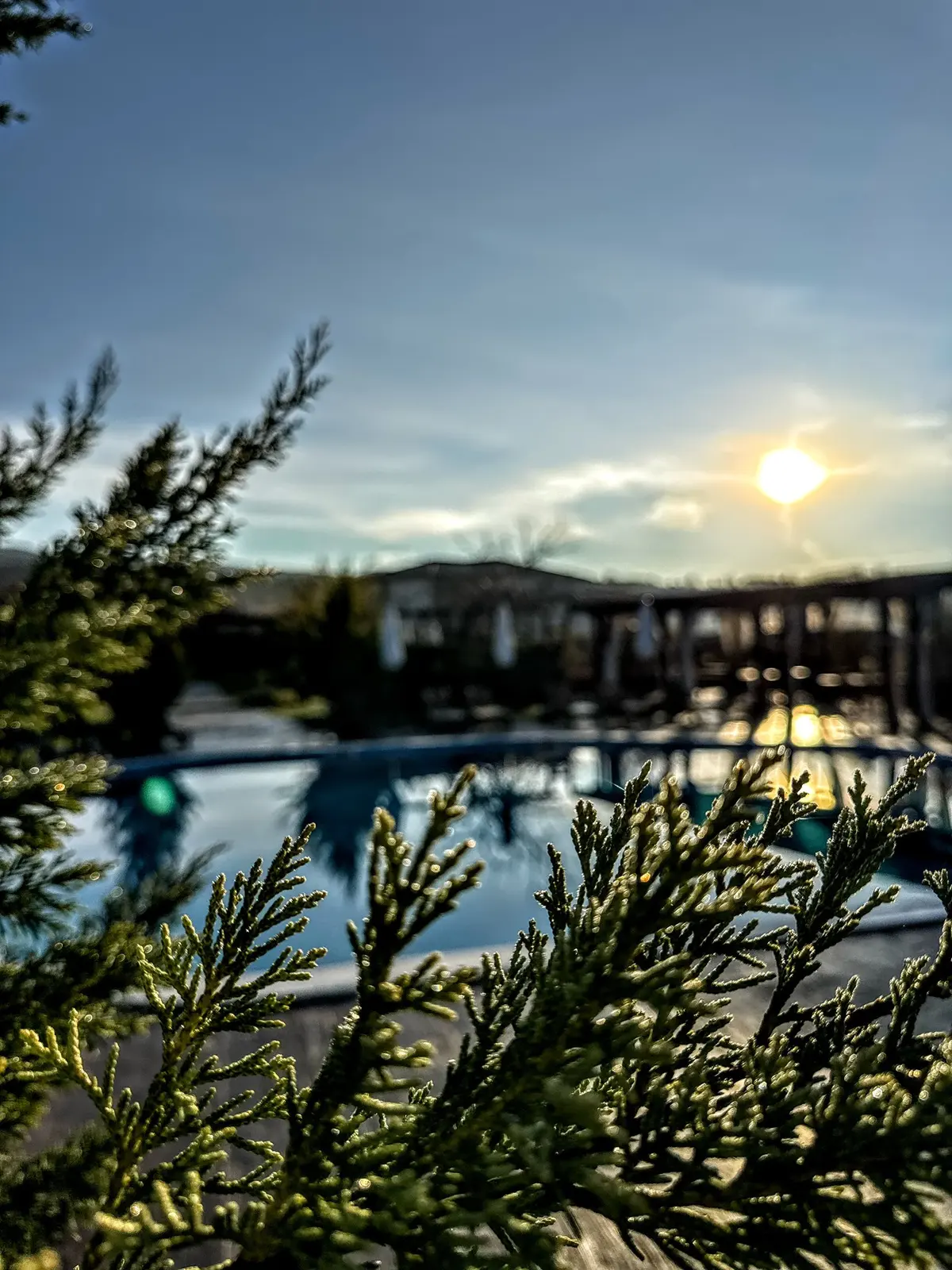 Моравата и външният басейн в градините на Боже Име Spa & Park